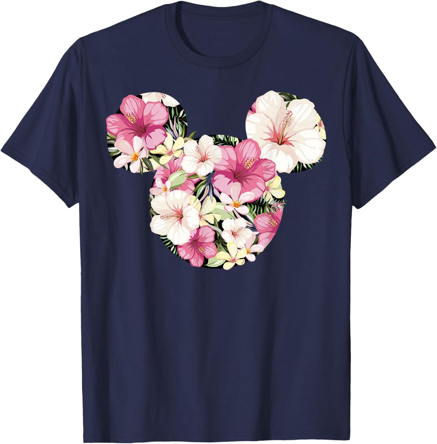 Disney Mickey and Friends Tropical Floral Print Silhouette T-Shirt - T-Shirt | Navy
