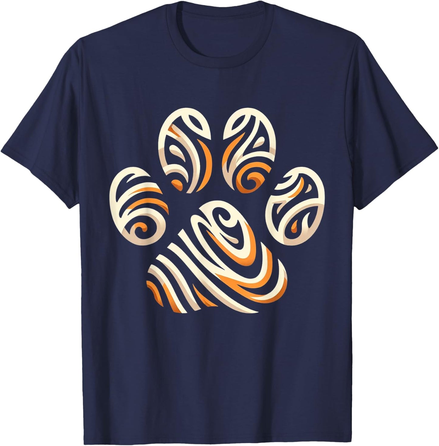 Cool Animal Tiger Print Paw T-Shirt - T-Shirt | Navy