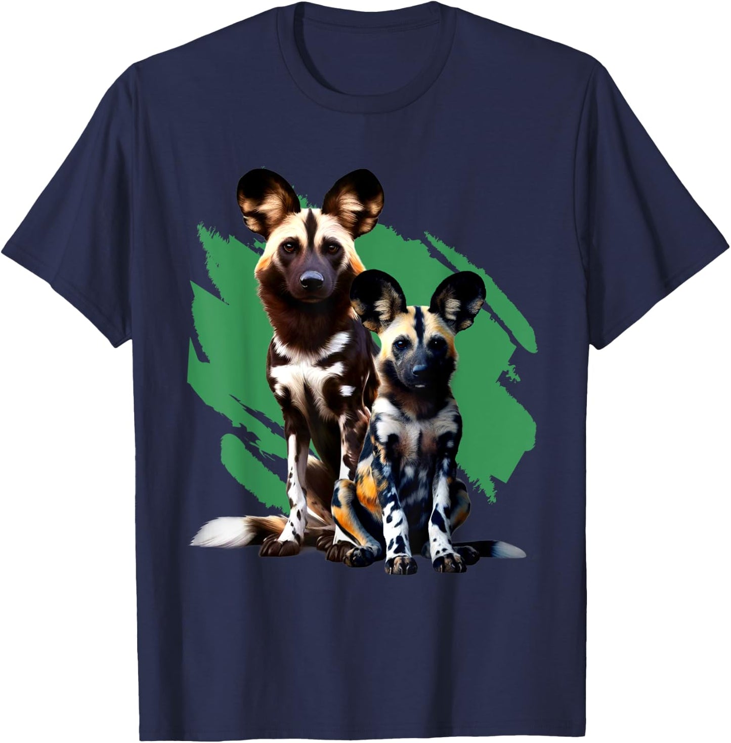 African Painted Wild Dogs Puppy Wild Dog Lovers Design T-Shirt - T-Shirt | Navy