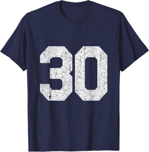 #30 Jersey Uniform Varsity Sports Number, 30th Birthday T-Shirt - T-Shirt | Navy
