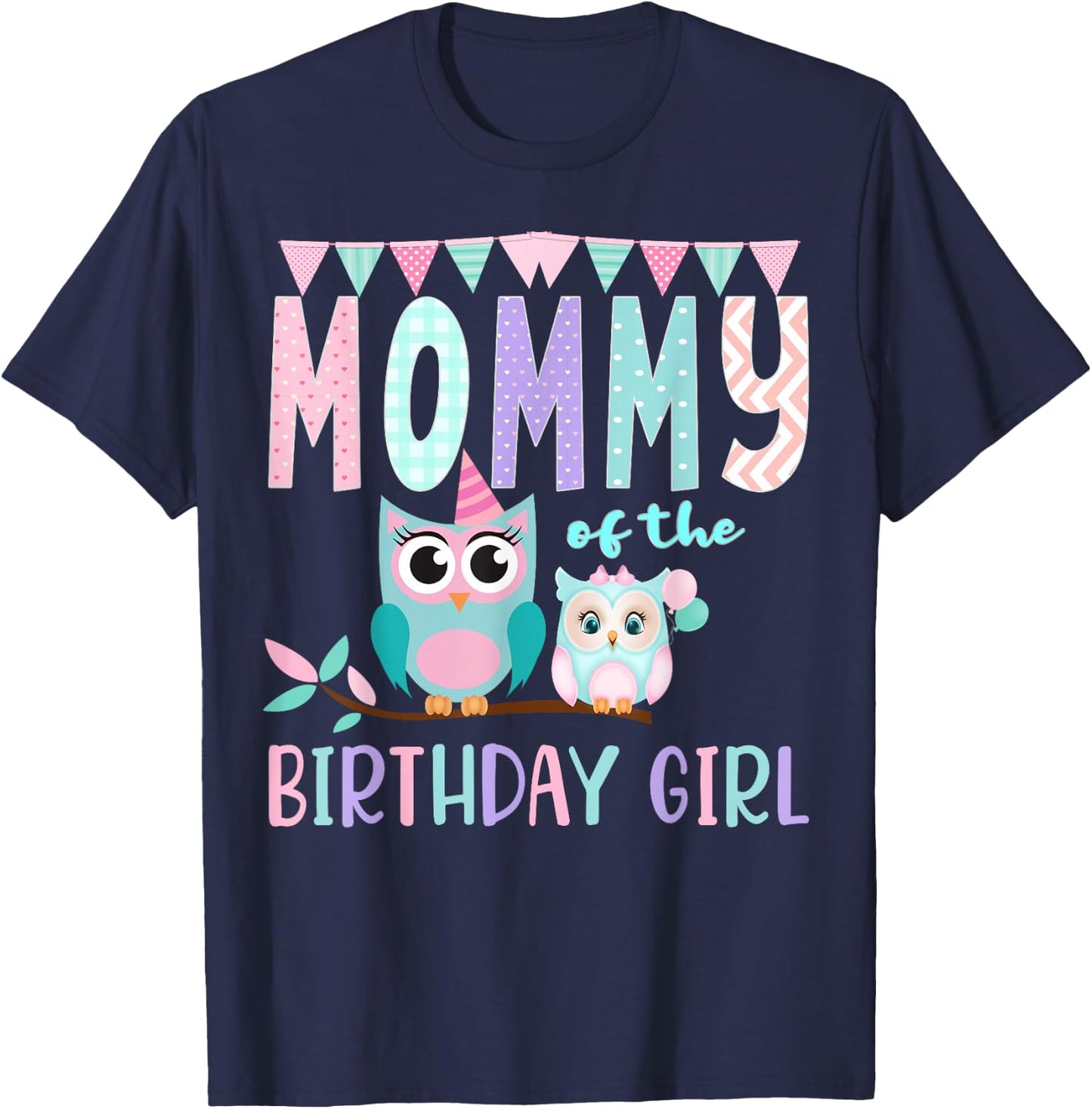 Owl Birthday Party Matching Group T-Shirt - T-Shirt | Navy