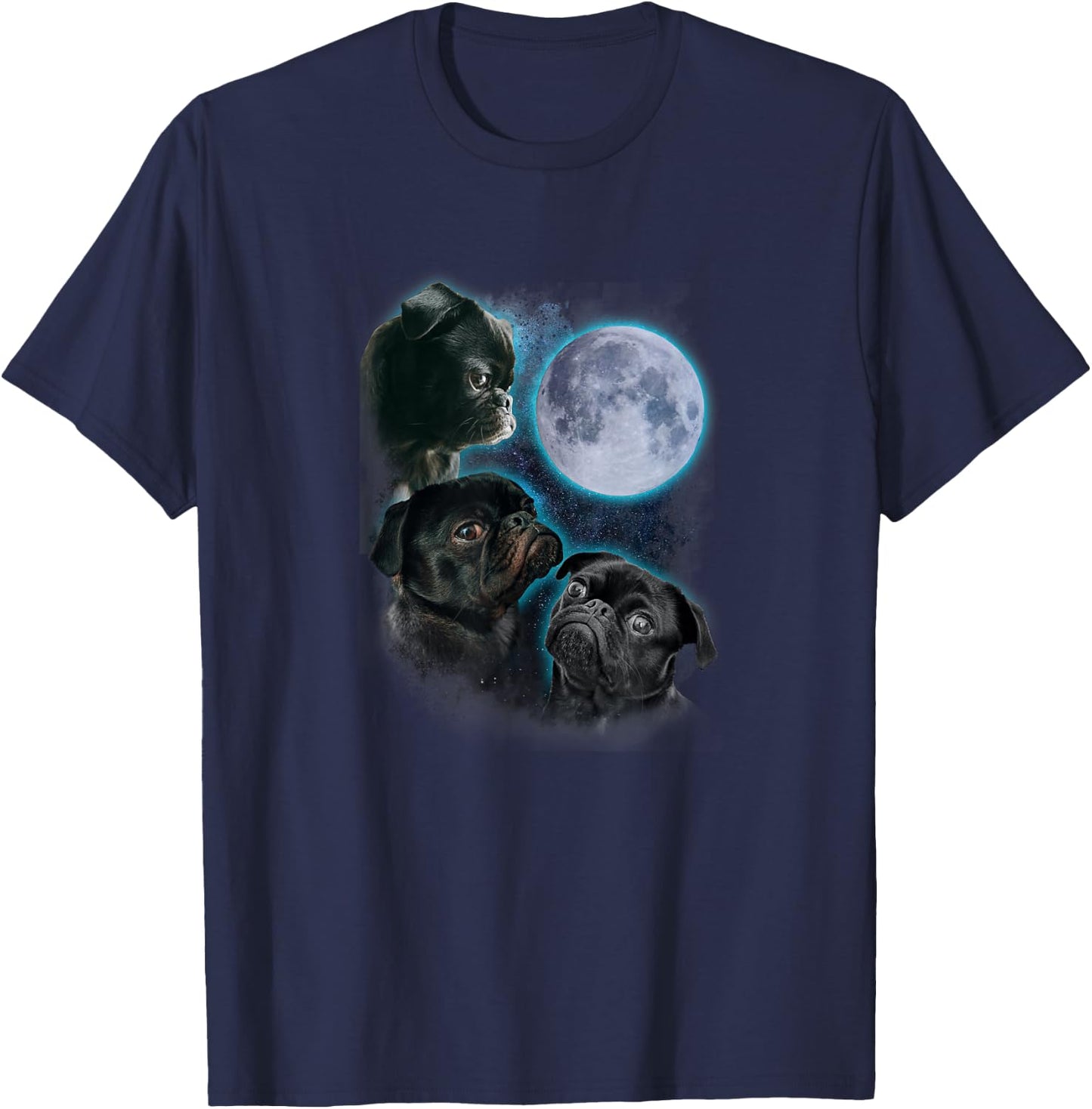 Three pug moon T-Shirt - T-Shirt | Navy