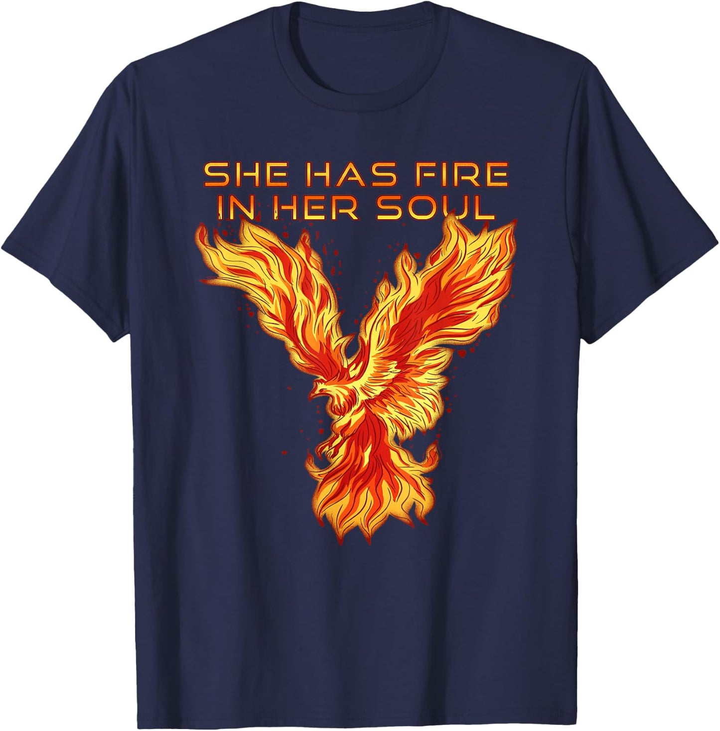Phoenix Bird She Has Fire In Her Soul T-Shirt - T-Shirt | Navy