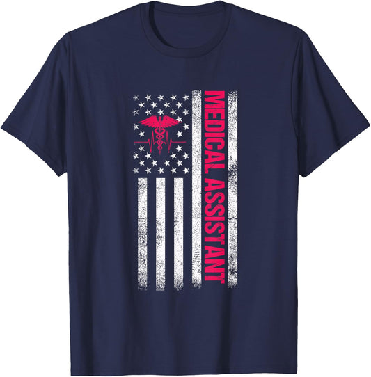 Medical Assistant American Flag T-Shirt - T-Shirt | Navy