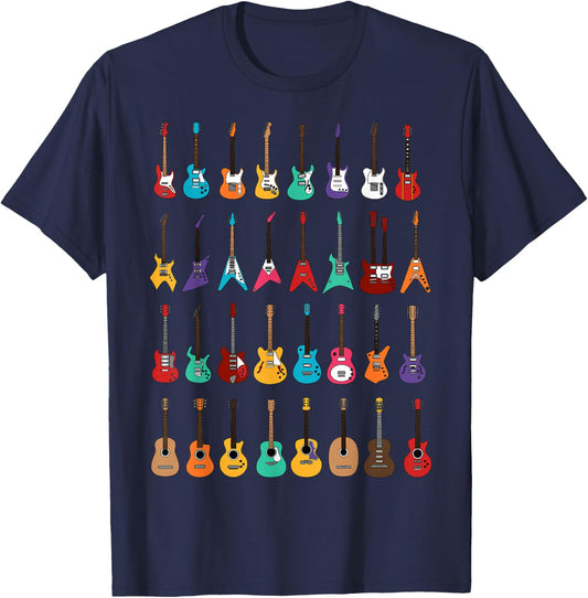 Funny Rock & Roll Guitars Cute Musical Instrument Gift Kids T-Shirt - T-Shirt | Navy