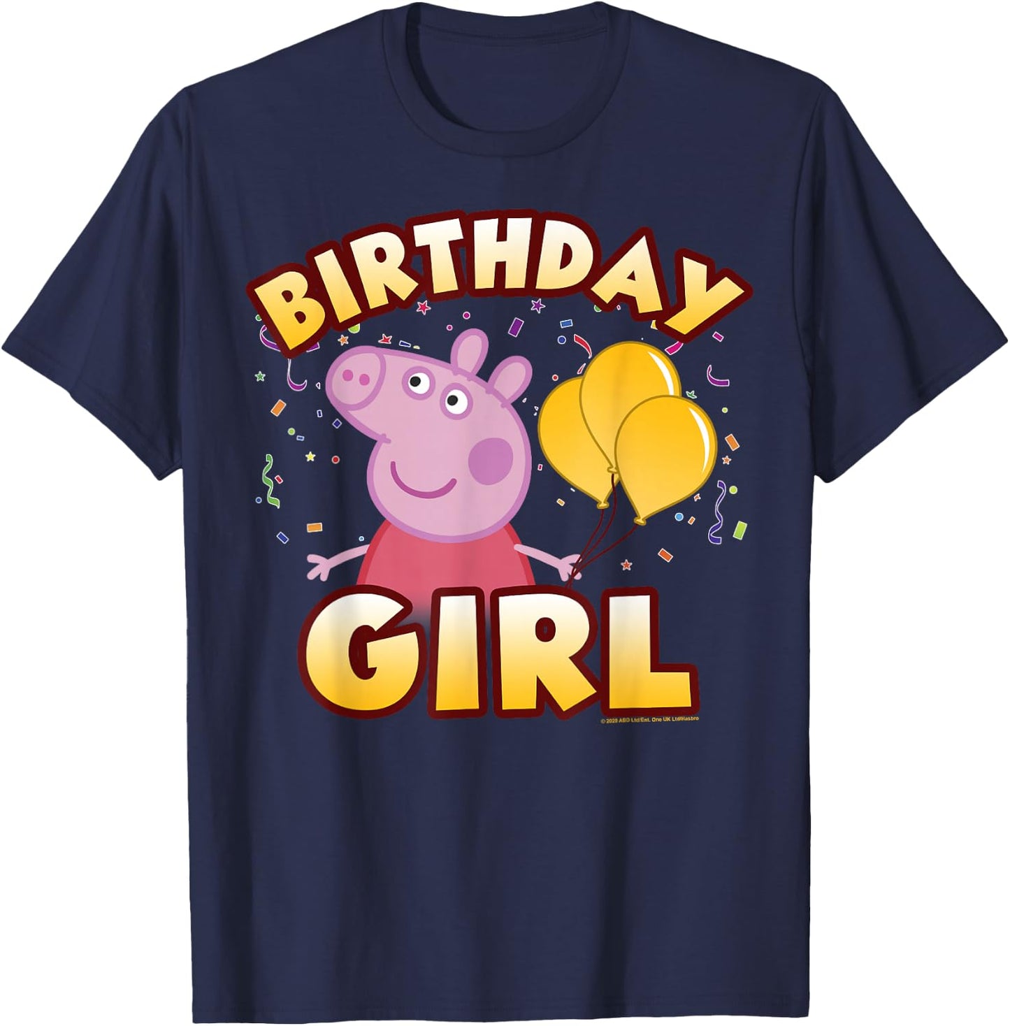 Peppa Pig Birthday Girl Confetti Celebration Small T-Shirt - T-Shirt | Navy