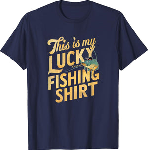 This Is My Lucky Fishing Shirt Fisherman's Favorite Artwork T-Shirt - T-Shirt | Navy