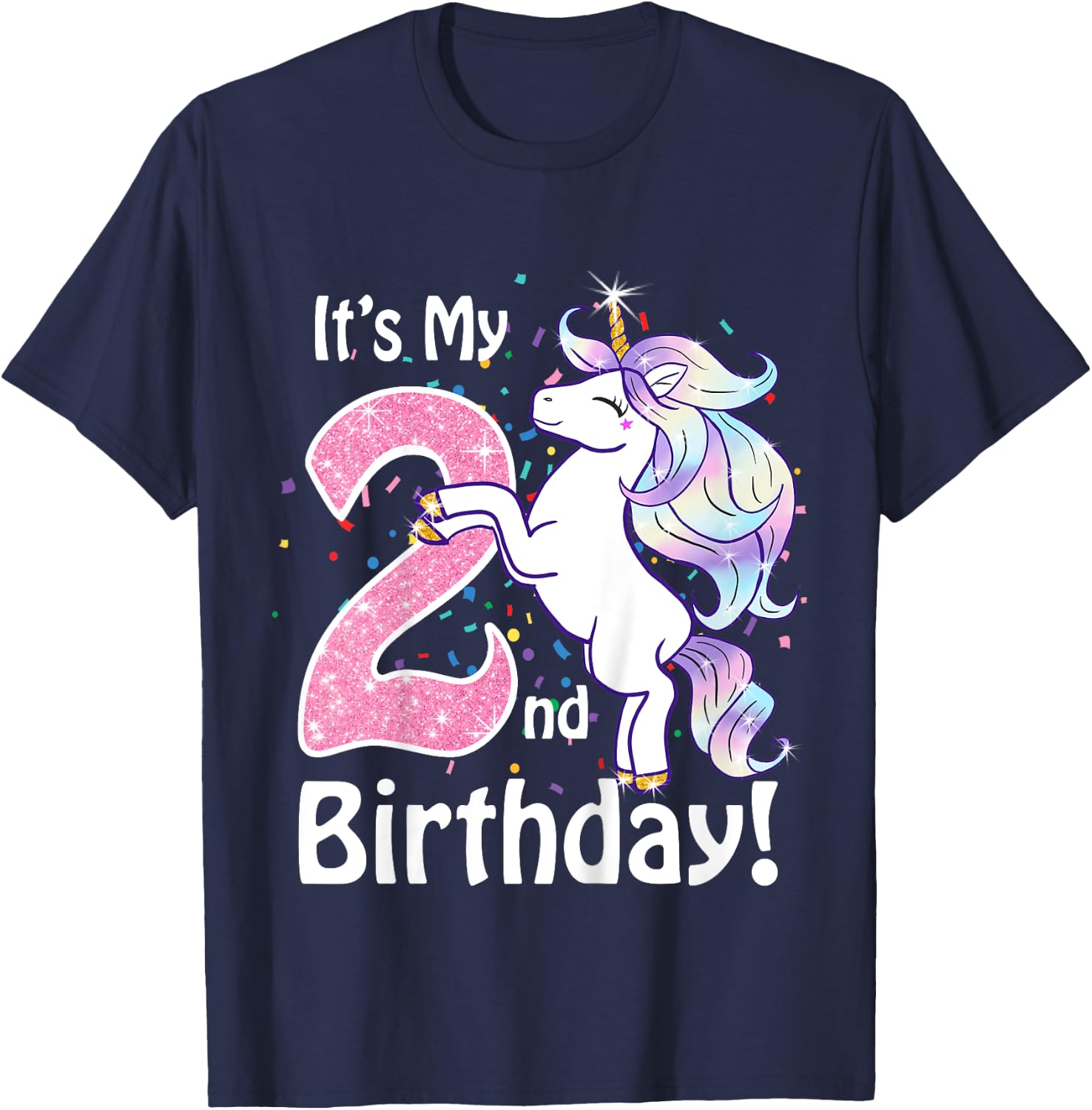 Its My 2nd Birthday Unicorn Outfits for toddler girls gift T-Shirt - T-Shirt | Navy