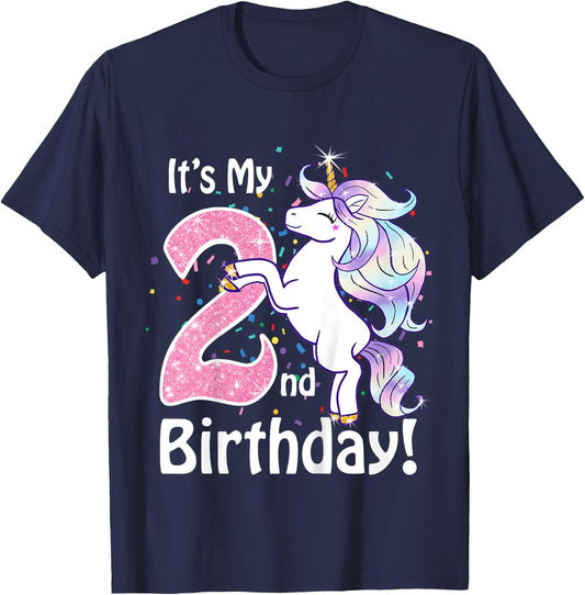 Its My 2nd Birthday Unicorn Outfits for toddler girls gift T-Shirt - T-Shirt | Navy
