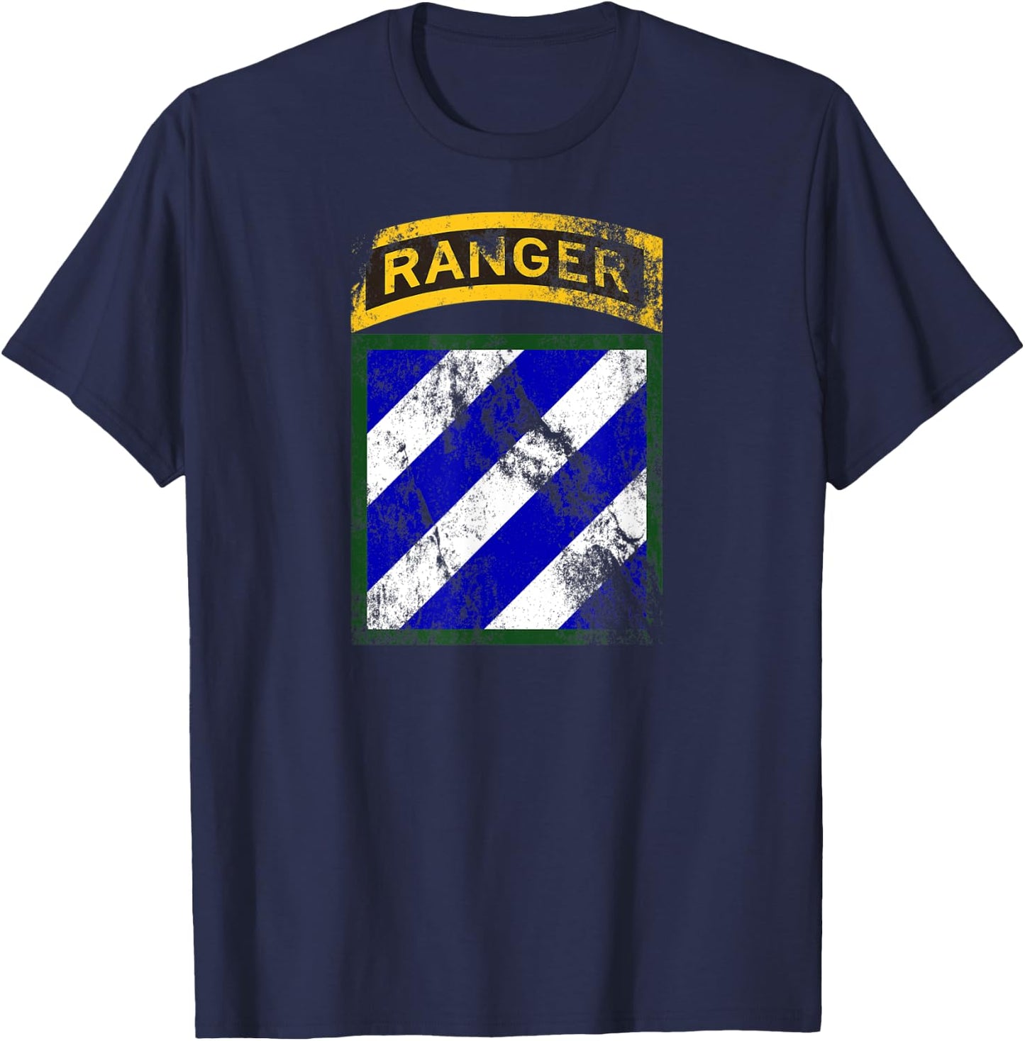3rd Infantry Division (ID) Patch with Ranger Tab Distressed T-Shirt - T-Shirt | Navy