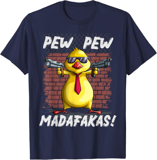 Funny Chicks PewPewPew Madafakas Crazy Chick Pew Gift T-Shirt - T-Shirt | Navy