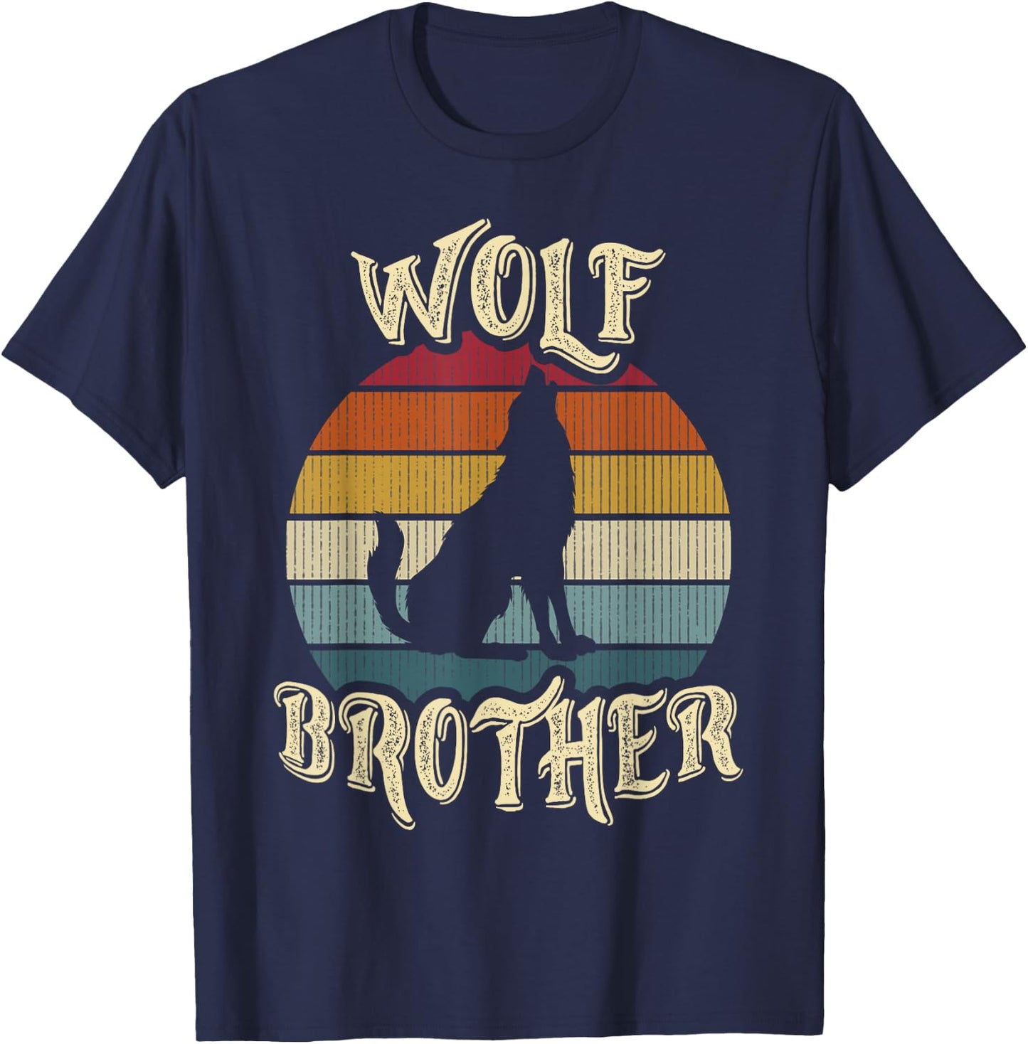 Wolf Brother Wolves Lover Vintage Funny Cute Pet T-Shirt - T-Shirt | Navy