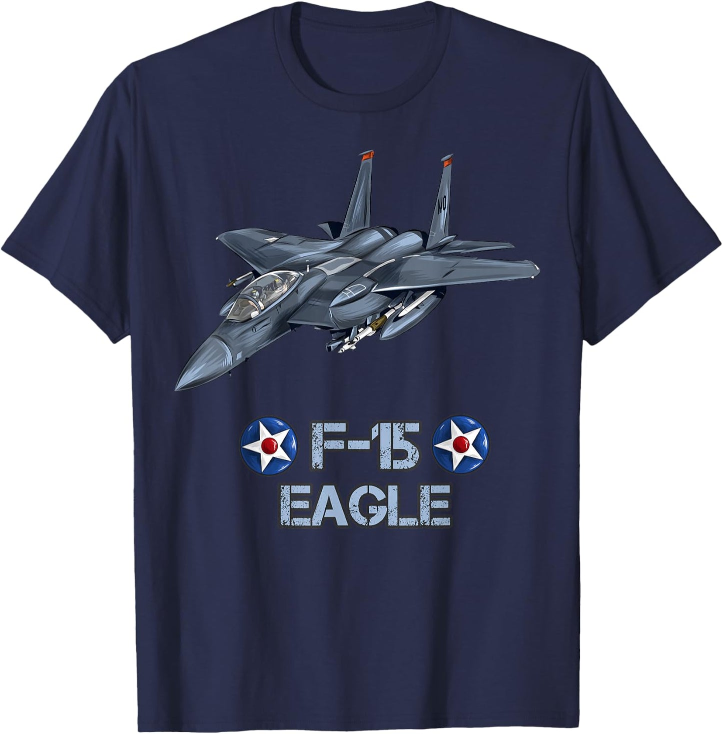 American Air Force Aircraft Fighter F15 Eagle Gift T-Shirt - T-Shirt | Navy