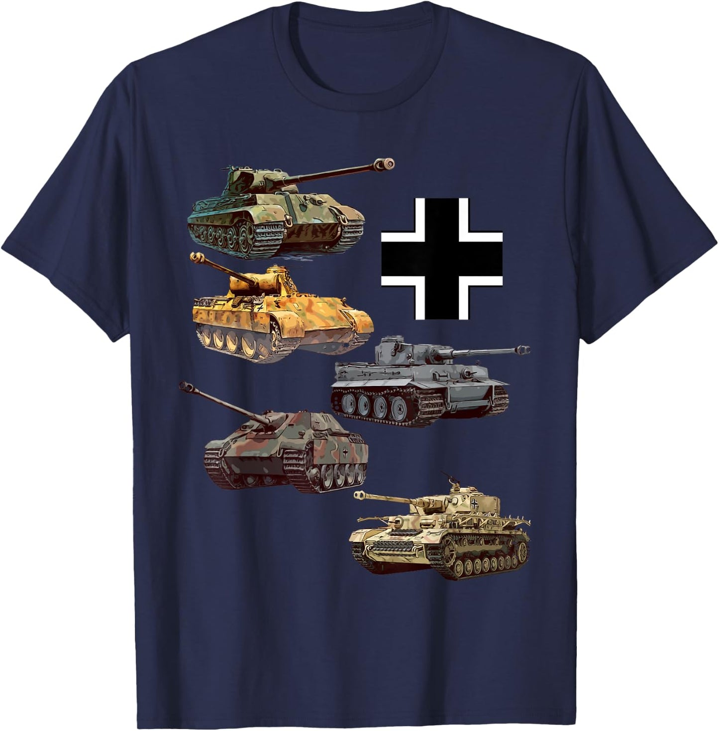 German Tanks WW2 V Panther Jagdpanther Tiger 1 Tiger 2 T-Shirt - T-Shirt | Navy