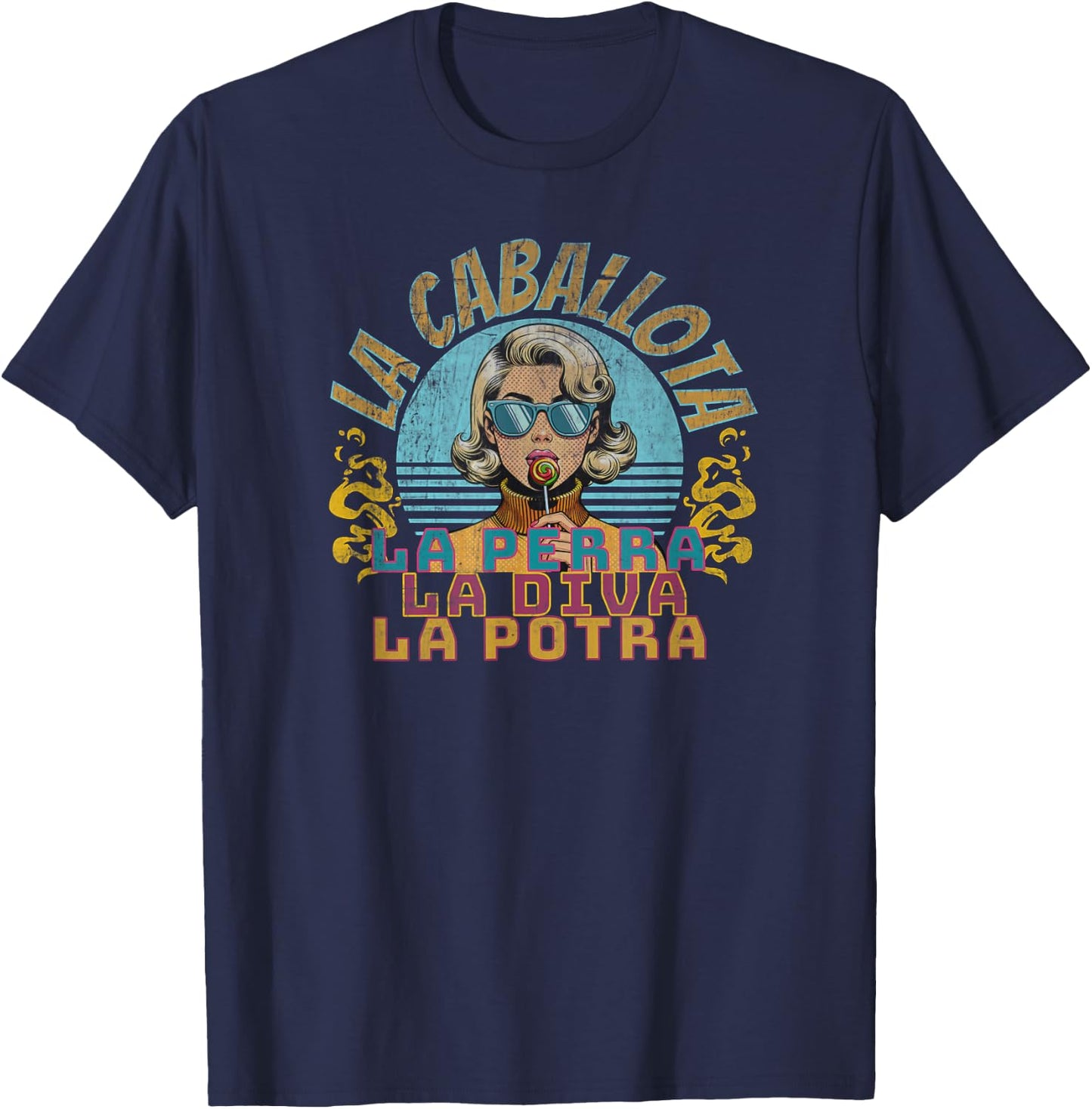 Reggaeton 90s Vintage Girldfriend La Caballota Latin Dancing T-Shirt - T-Shirt | Navy