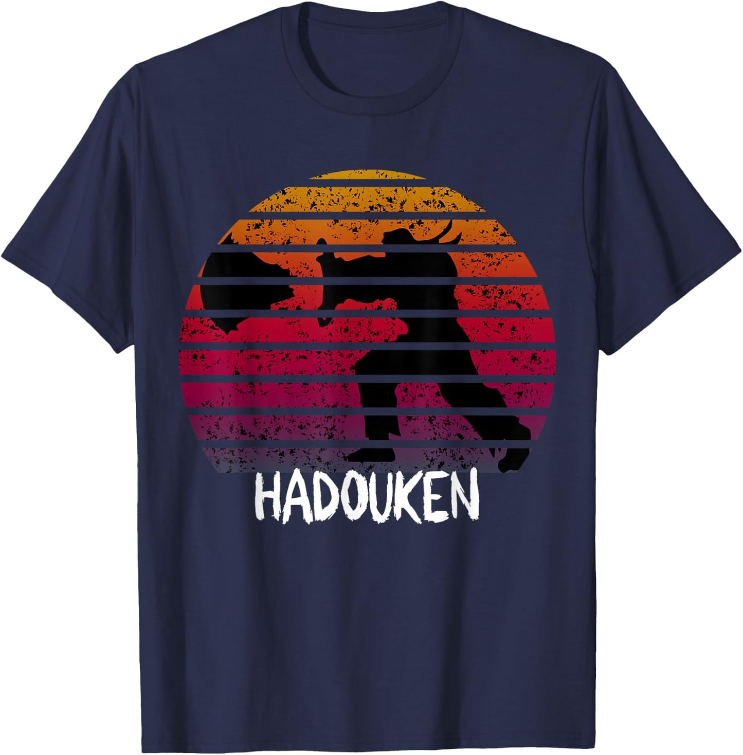 Retro Vintage Hadouken Fighter T-Shirt - T-Shirt | Navy