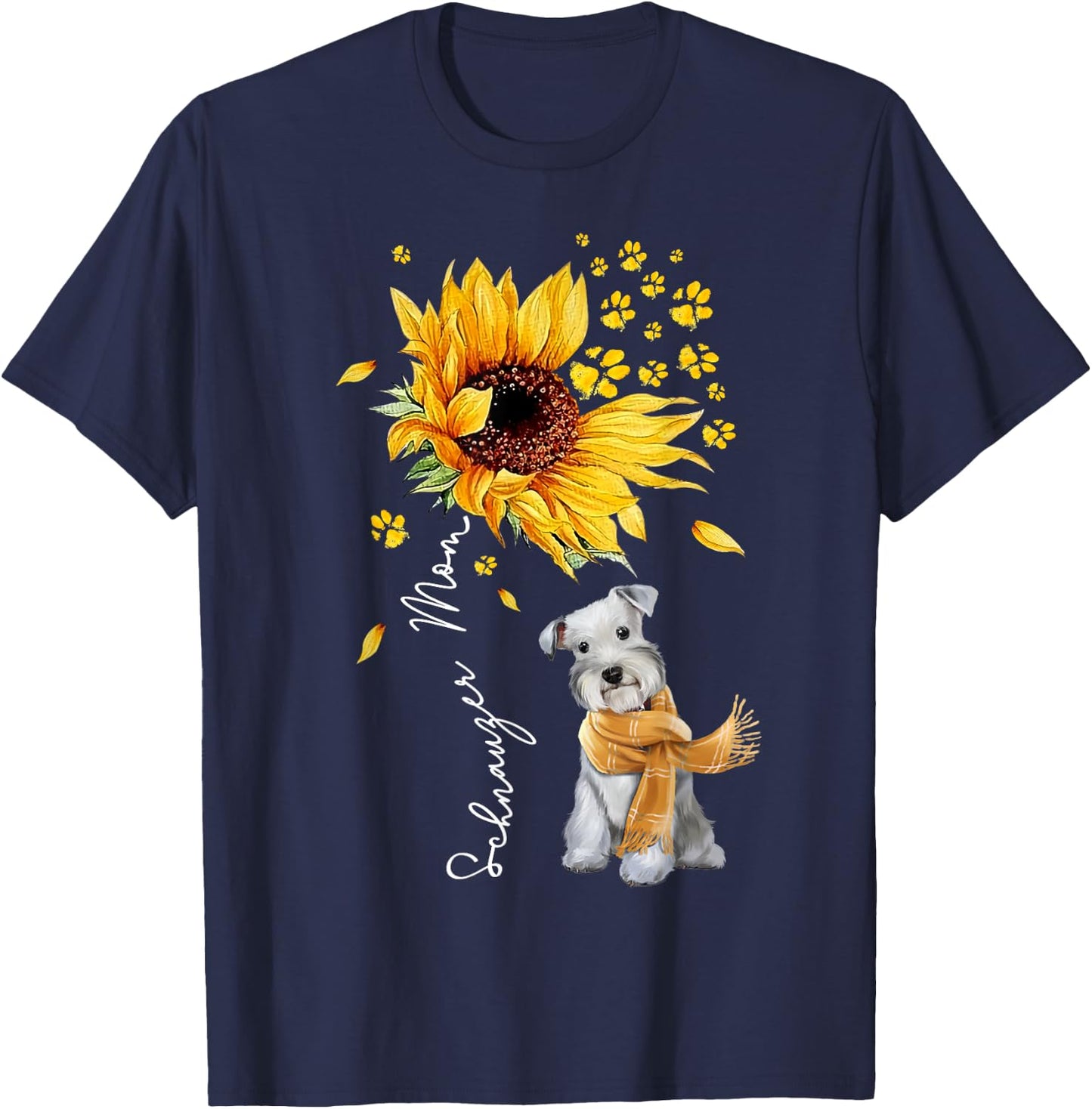 Sunflower Schnauzer Mom Dog Lover Gifts T-Shirt - T-Shirt | Navy