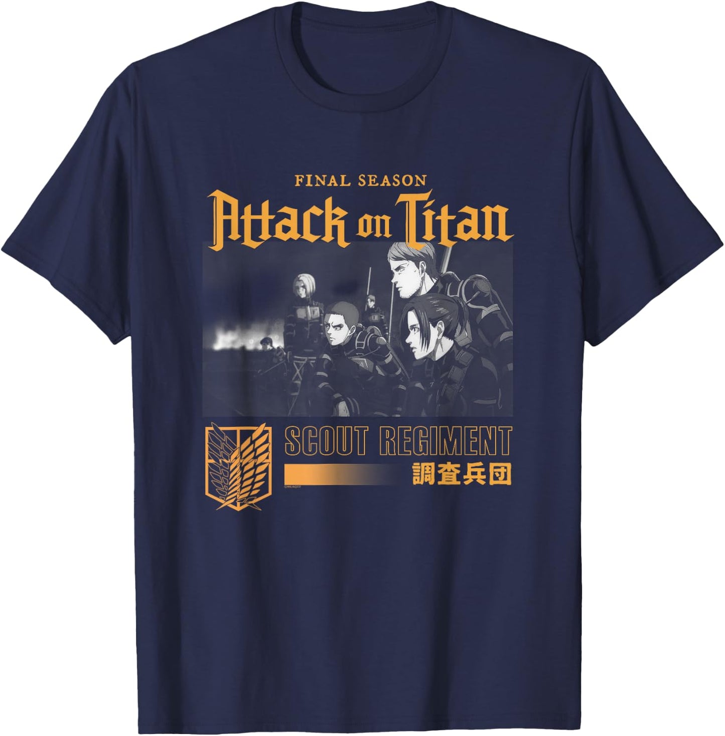 Attack on Titan Season 4 Scout Regiment Still Anime T-Shirt - T-Shirt | Navy