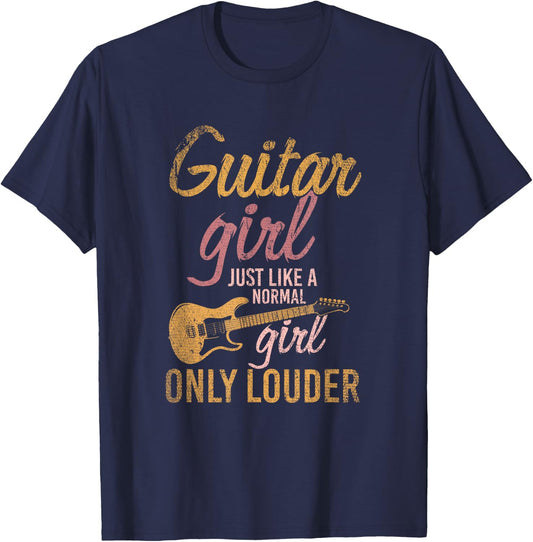 Girl's Gift Guitarist Music Guitar T-Shirt - T-Shirt | Navy