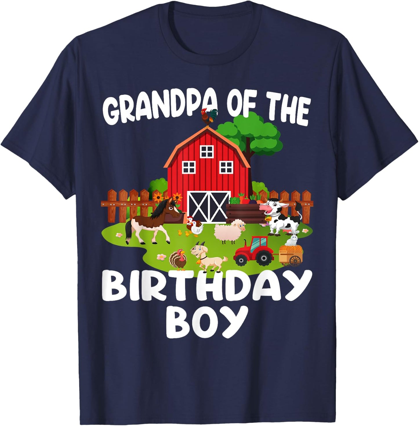 Barnyard Birthday Farm Animals Grandpa Birthday Boy T-Shirt - T-Shirt | Navy