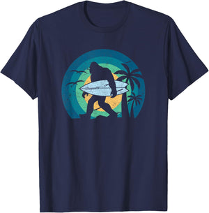 Bigfoot Surfing Shirt Funny Sasquatch Yeti Surf Men Kids T-Shirt - T-Shirt | Navy
