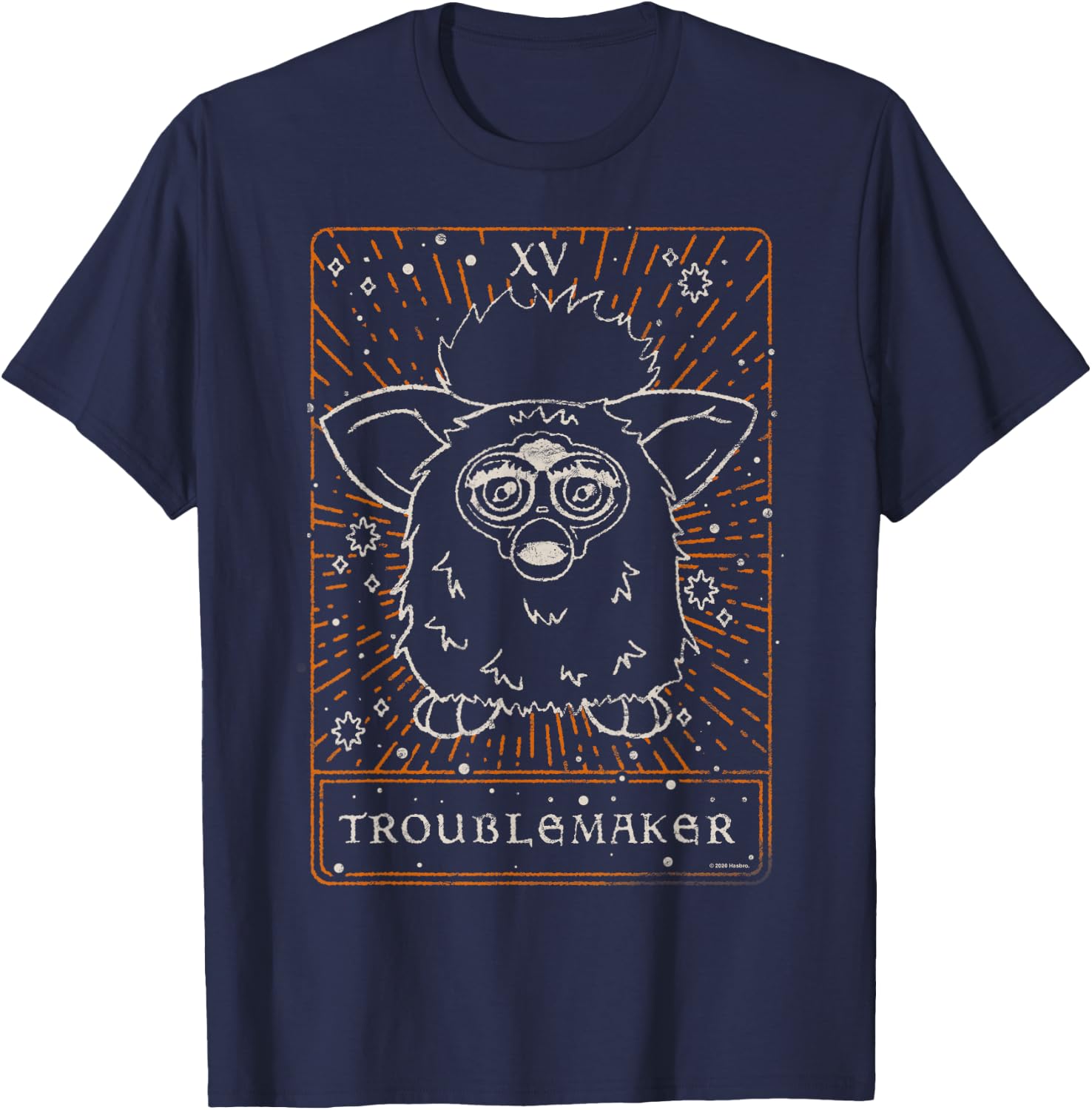 Furby Halloween Celestial Tarot Card Trouble Maker Outline T-Shirt - T-Shirt | Navy