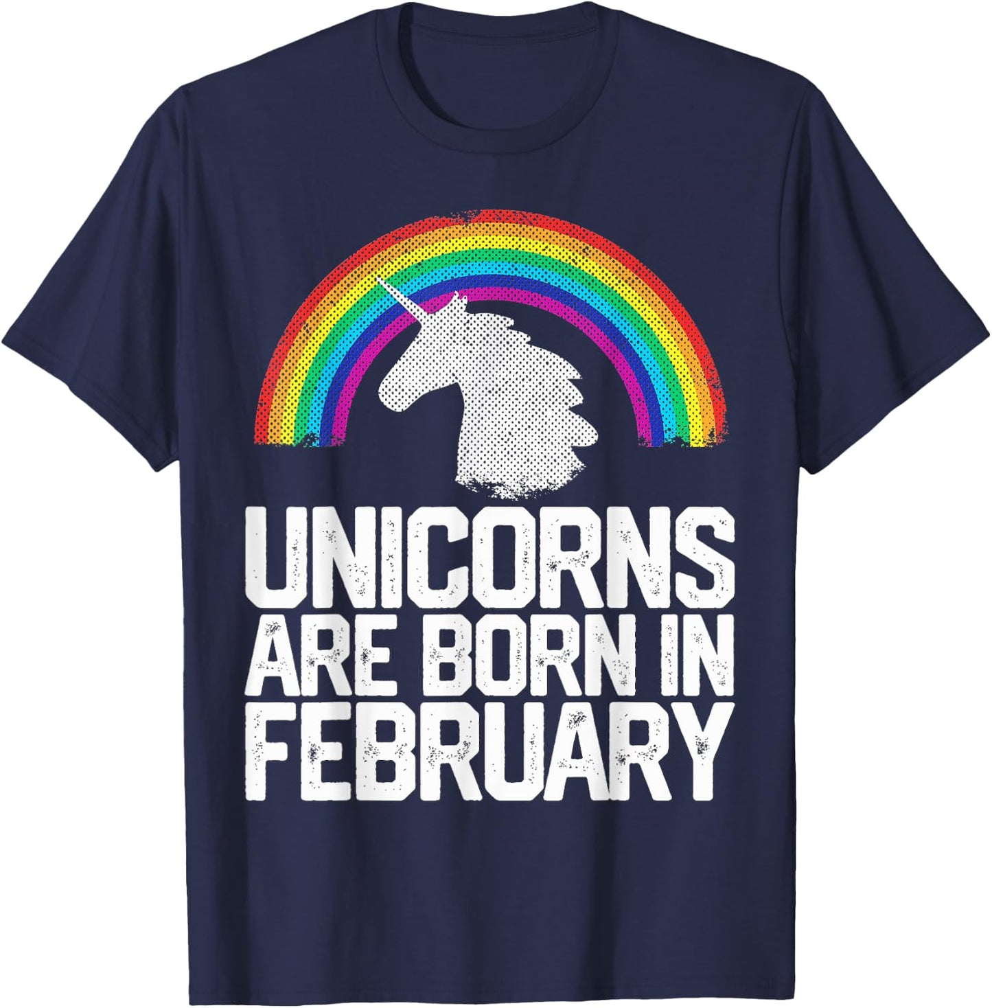 Unicorns Are Born In February Birthday Gift Women Girls Teen T-Shirt - T-Shirt | Navy