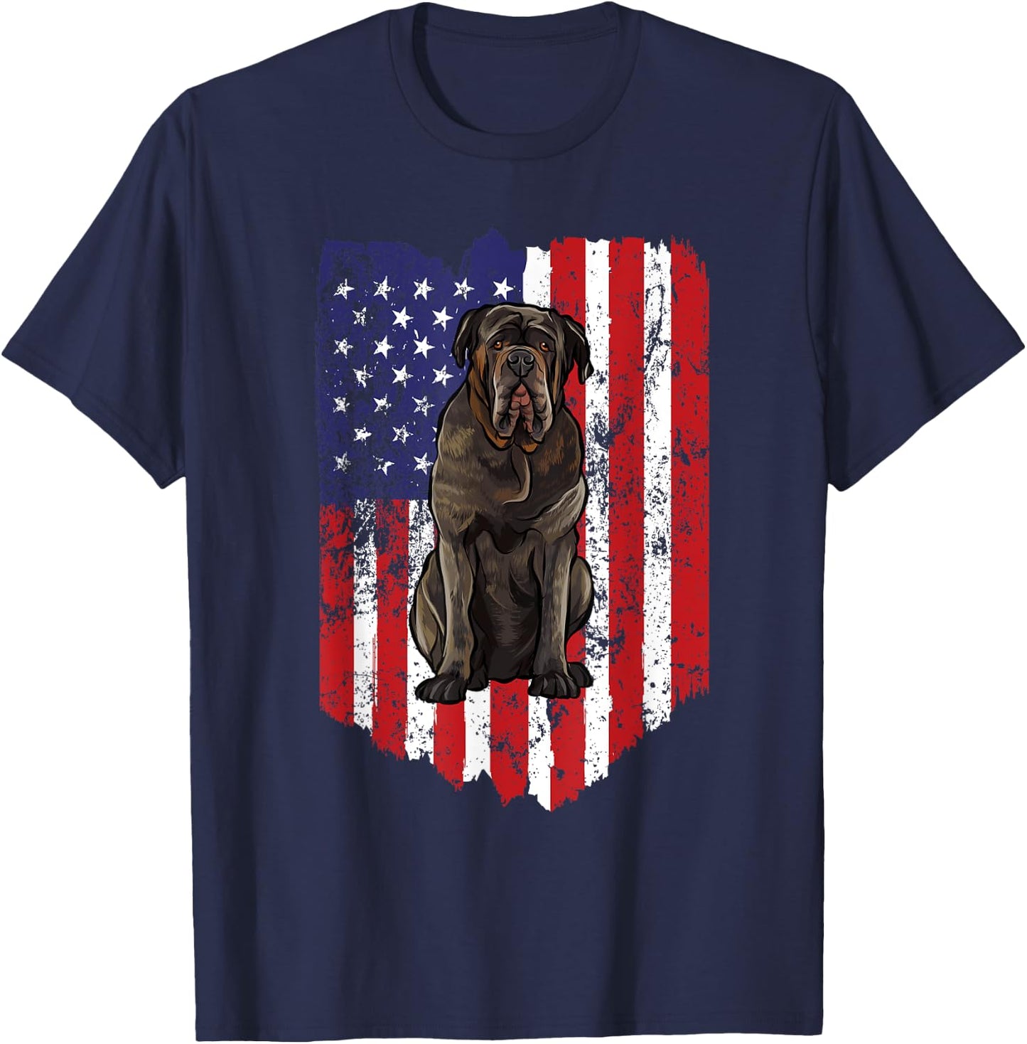 American Flag Neapolitan Mastiff 4th Of July USA T-Shirt - T-Shirt | Navy