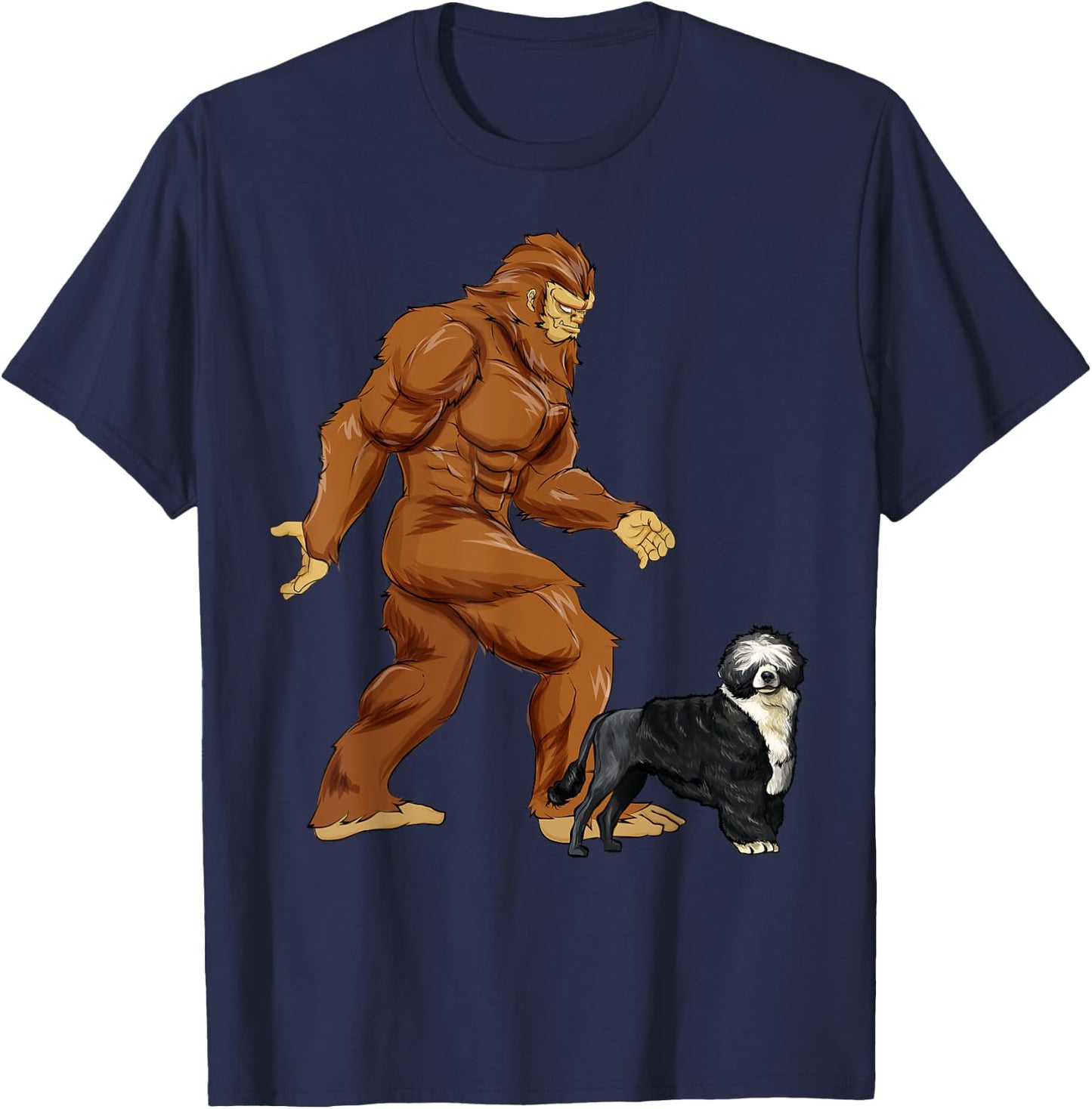 Funny Bigfoot Walking Portuguese Water Dog Sasquatch Dog Women Kids T-Shirt - T-Shirt | Navy