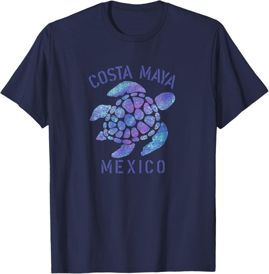 Costa Maya, Mexico Beach Design / Souvenir Illustration Women Girls Kids T-Shirt - T-Shirt | Navy