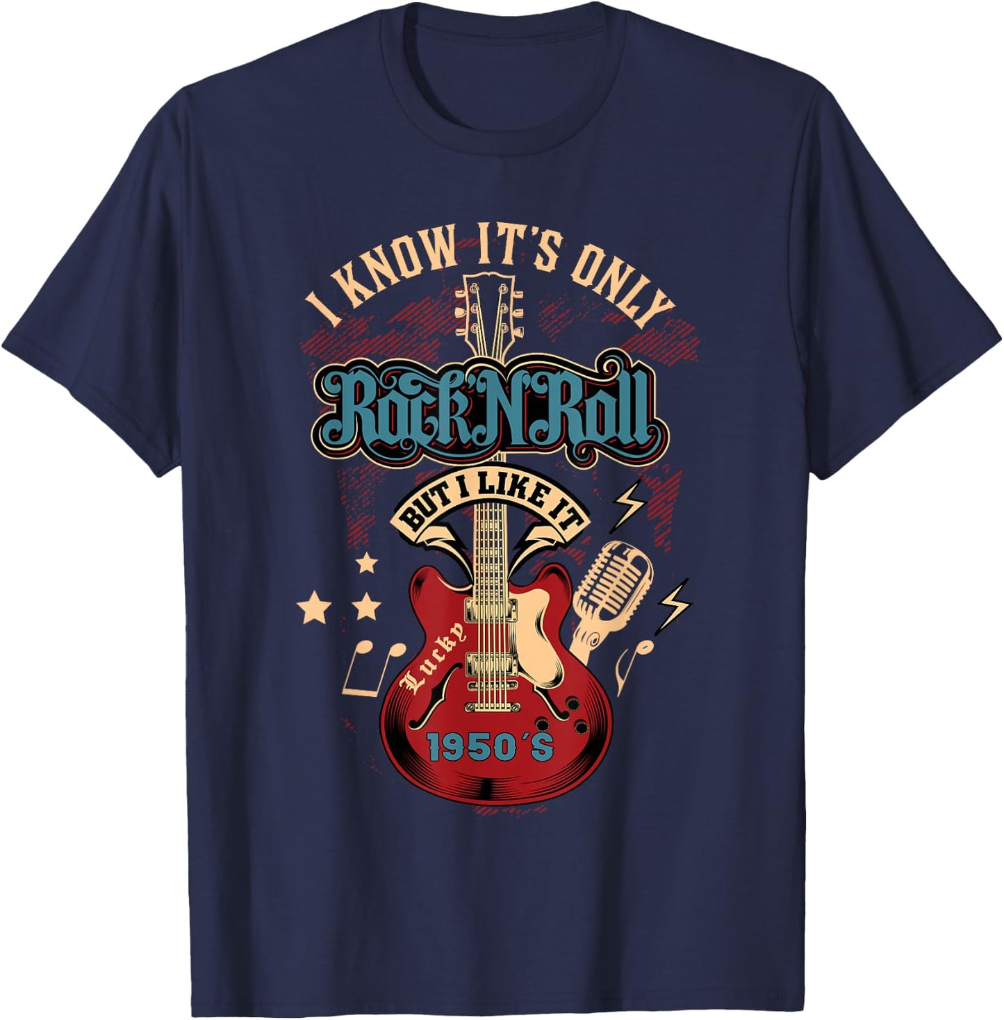50s Rockabilly Clothing 1950s Sock Hop Rock N Roll Rocker T-Shirt - T-Shirt | Navy