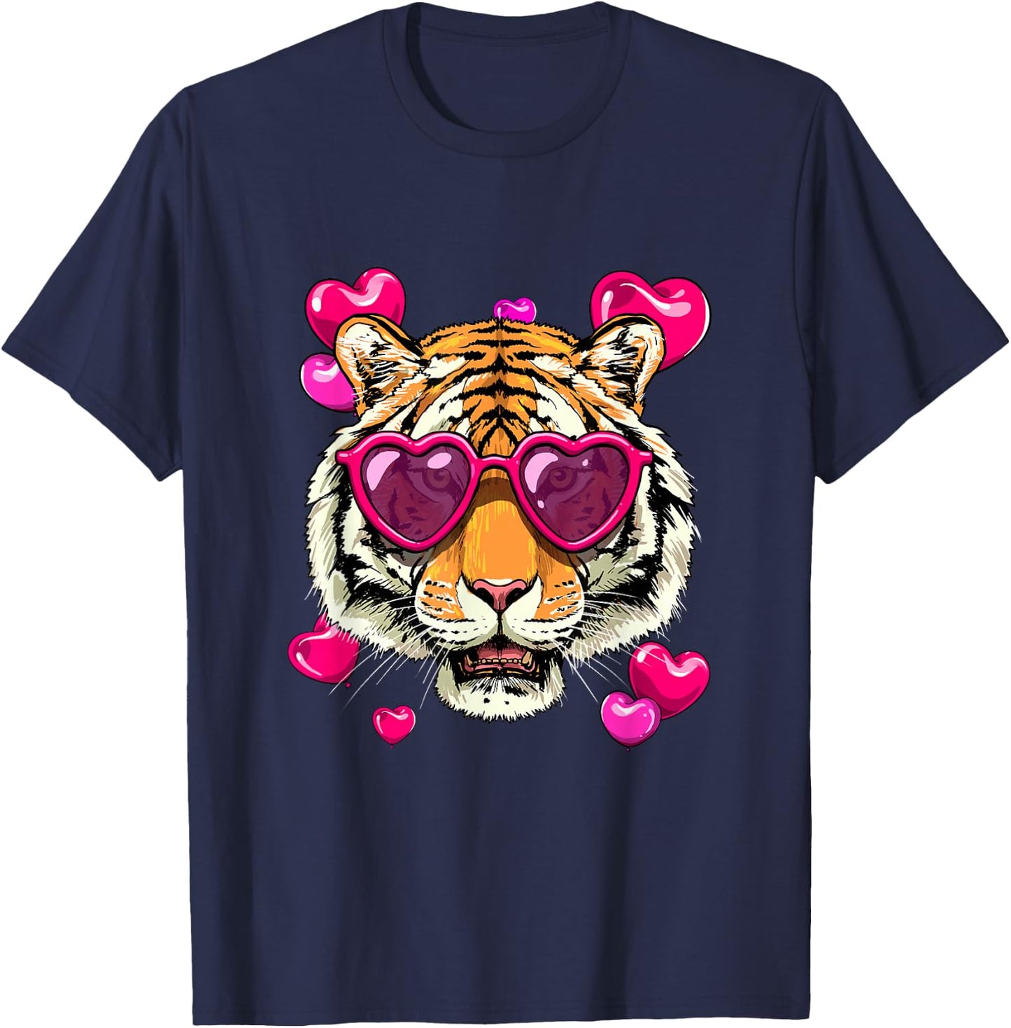 Bengal Tiger Shirt Valentines Tiger Animal Face Tiger Lover T-Shirt - T-Shirt | Navy
