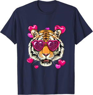 Bengal Tiger Shirt Valentines Tiger Animal Face Tiger Lover T-Shirt - T-Shirt | Navy