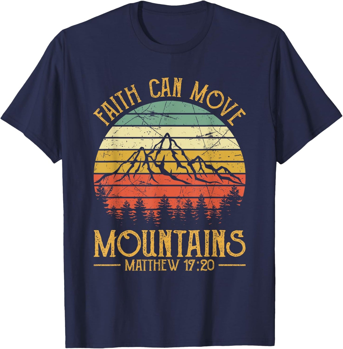 Faith Can Move Mountains Kids Christian T-Shirt - T-Shirt | Navy