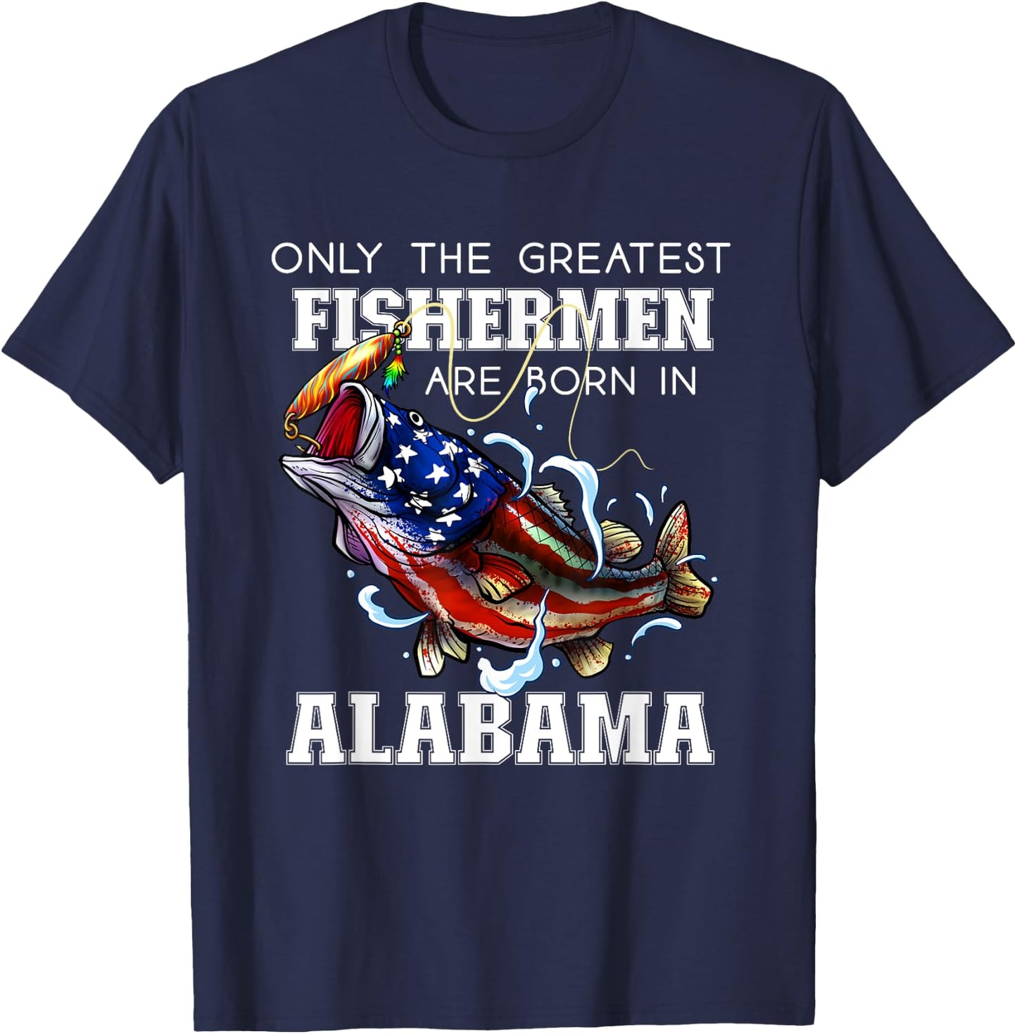 Alabama Fishing Greatest Fisherman American Flag Fish T-Shirt - T-Shirt | Navy