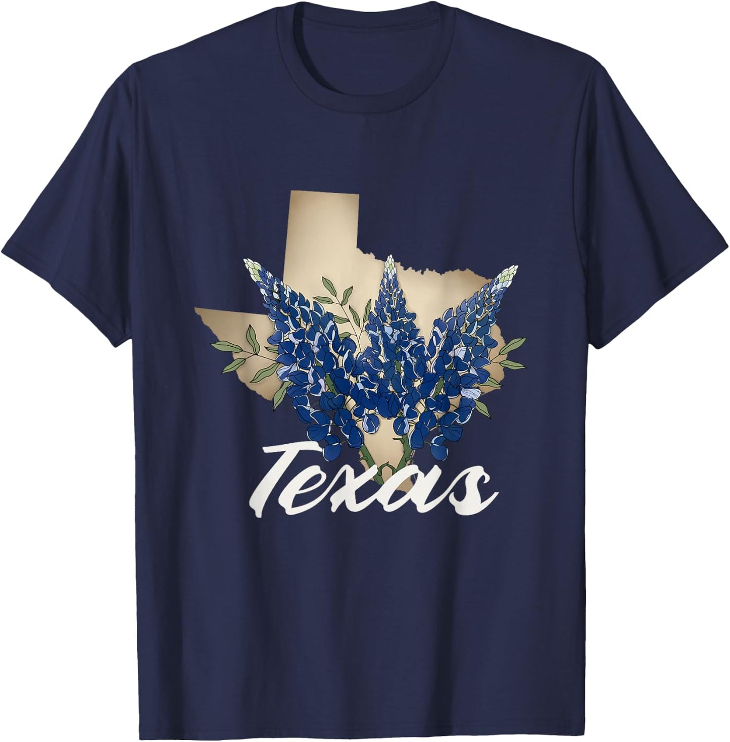 Texas Bluebonnet Pride with Spring Wildflowers T-Shirt - T-Shirt | Navy