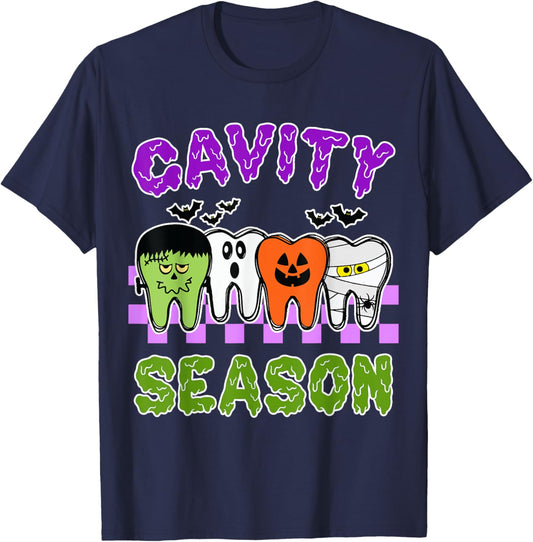 Cavity Season Dental Halloween Dentist Gift Men T-Shirt - T-Shirt | Navy