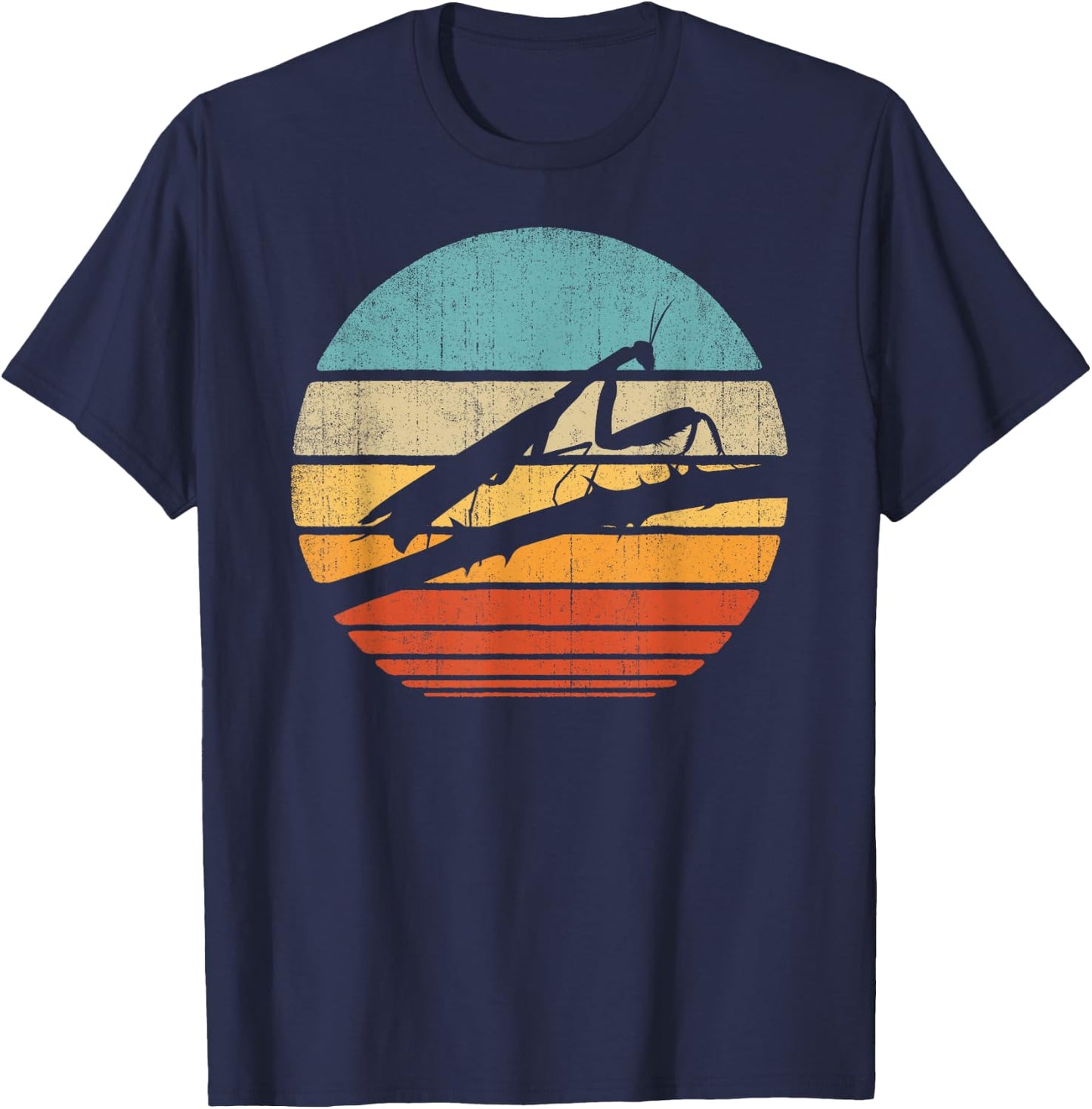 Praying Mantis Retro Vintage 60s 70s Sunset Bug Insect Men T-Shirt - T-Shirt | Navy