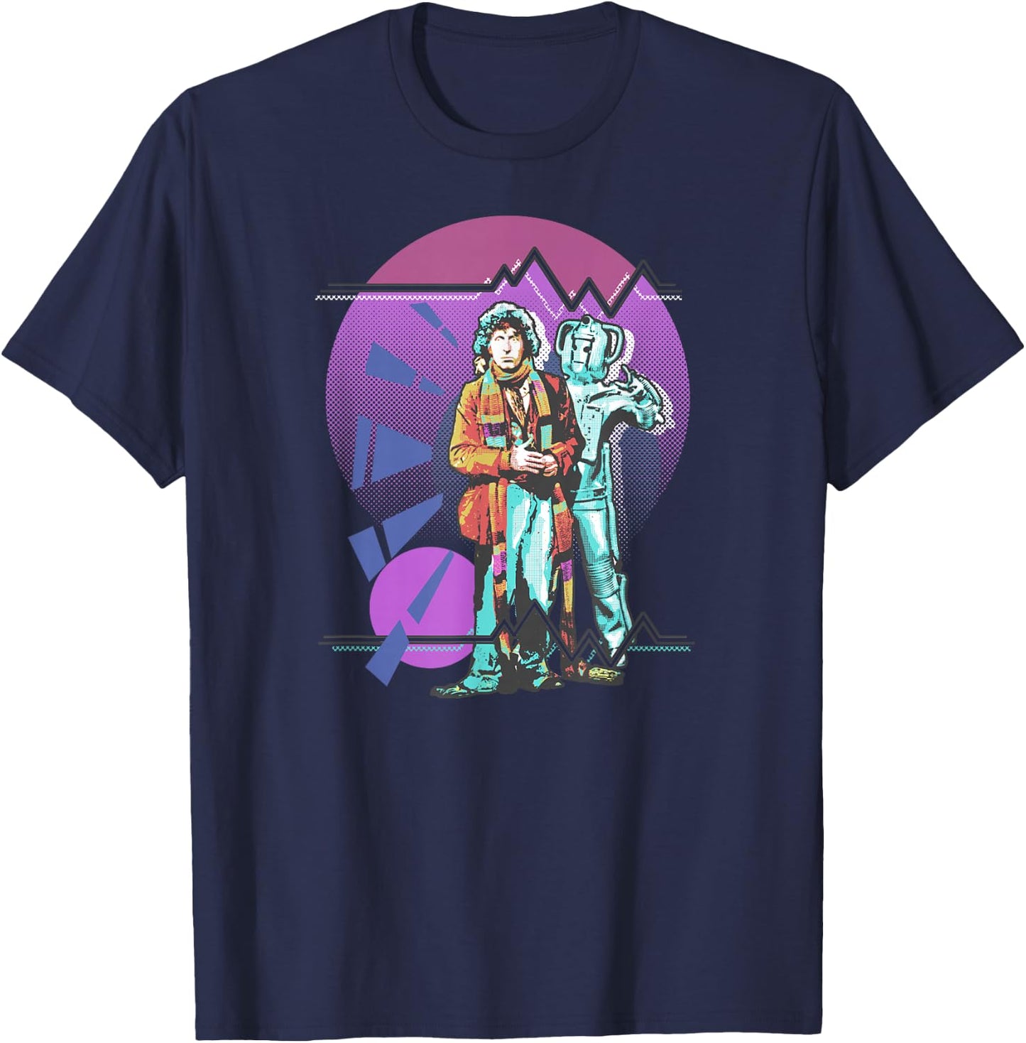 Pop Art 4th Doctor Baker Cosmic Time Travel Fan T-Shirt - T-Shirt | Navy