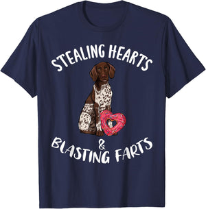 Stealing Hearts Blasting Farts German Shorthaired Pointer T-Shirt - T-Shirt | Navy