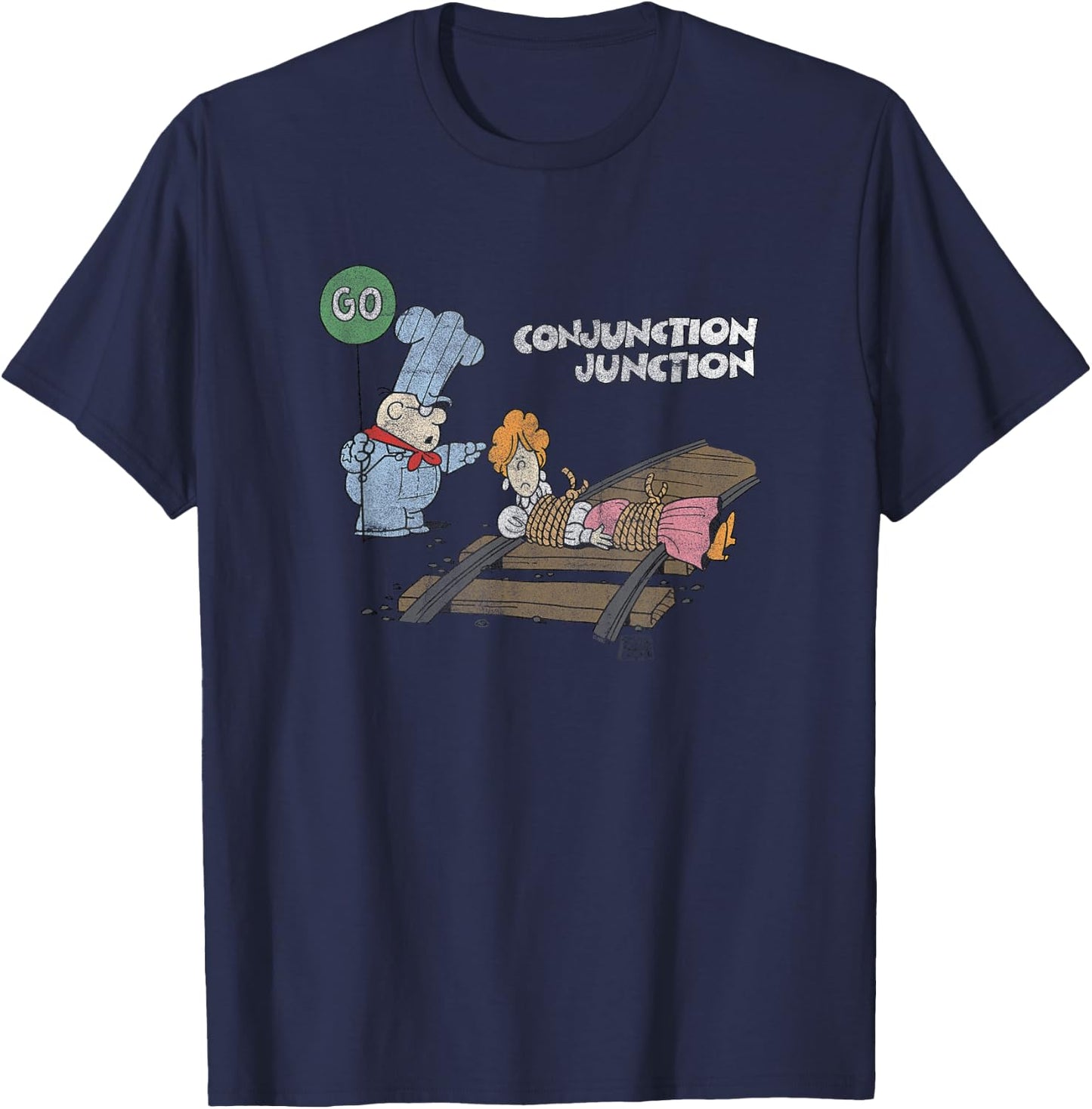 Schoolhouse Rock Conjunction Junction Railroad Vintage T-Shirt - T-Shirt | Navy