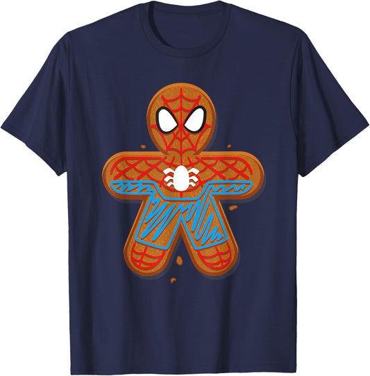Marvel Spider-Man Toon Holiday Gingerbread Man Cookie T-Shirt - T-Shirt | Navy