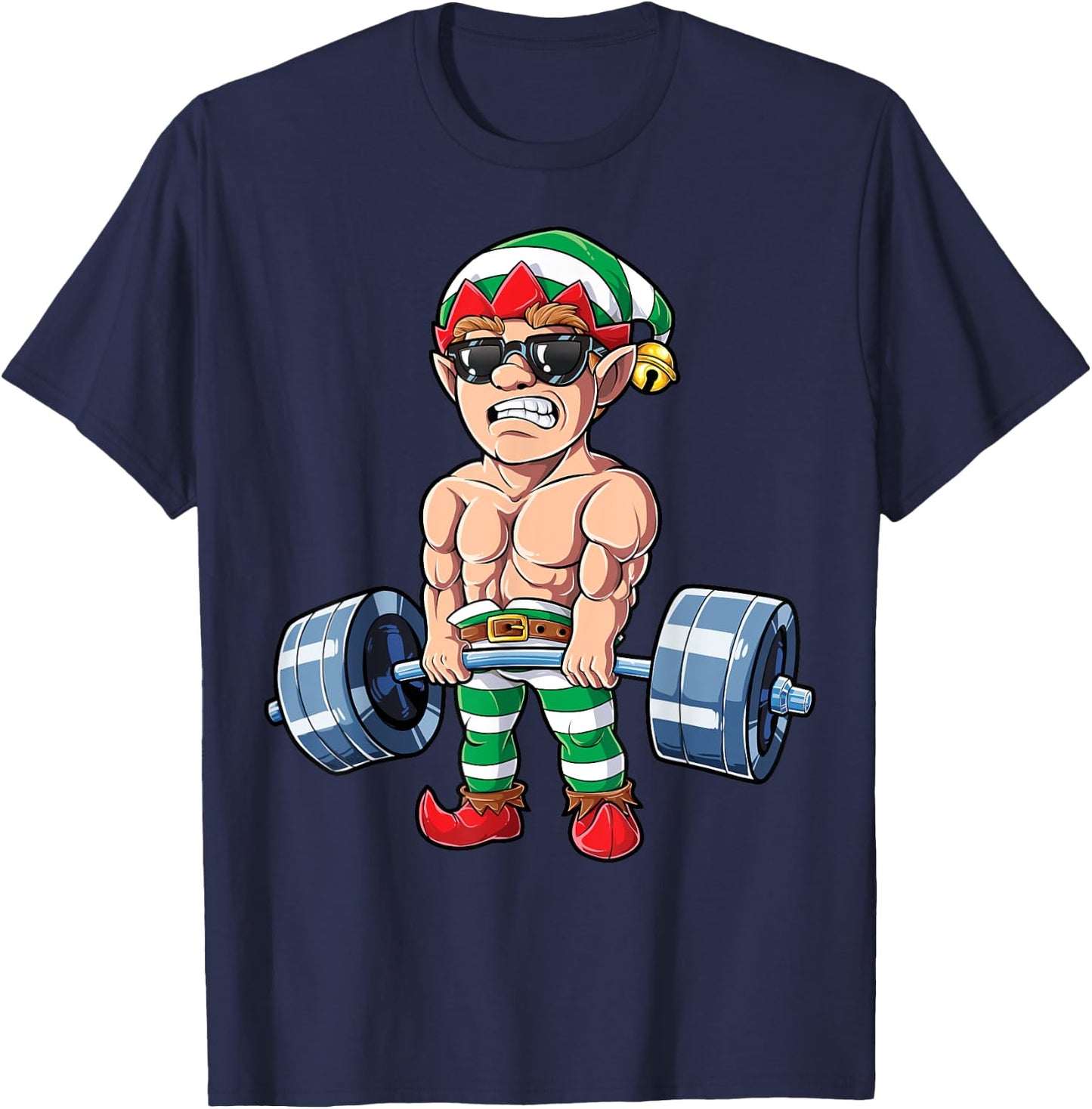 Eleven Weightlifting Christmas Fitness Gym Deadlift Xmas Men T-Shirt - T-Shirt | Navy