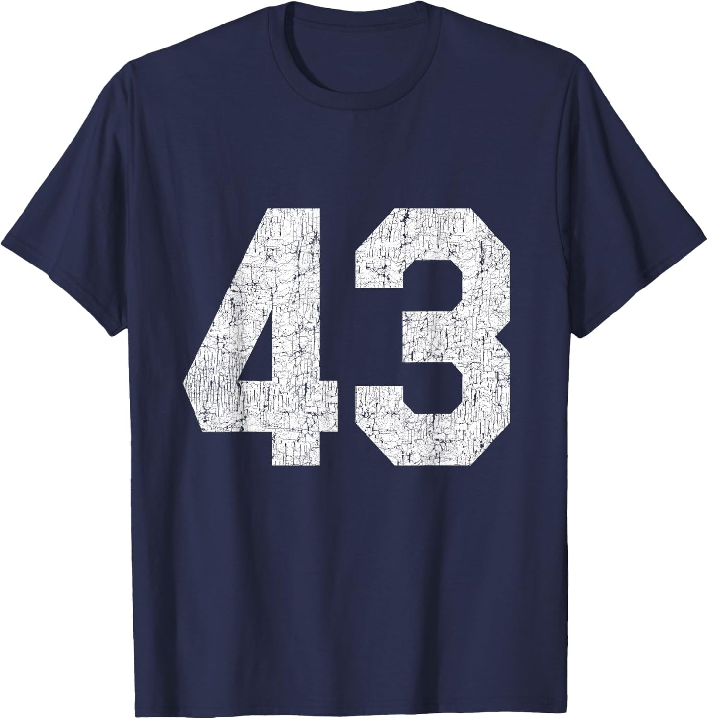 #43 Jersey Uniform Varsity Sports Number, 43rd Birthday T-Shirt - T-Shirt | Navy