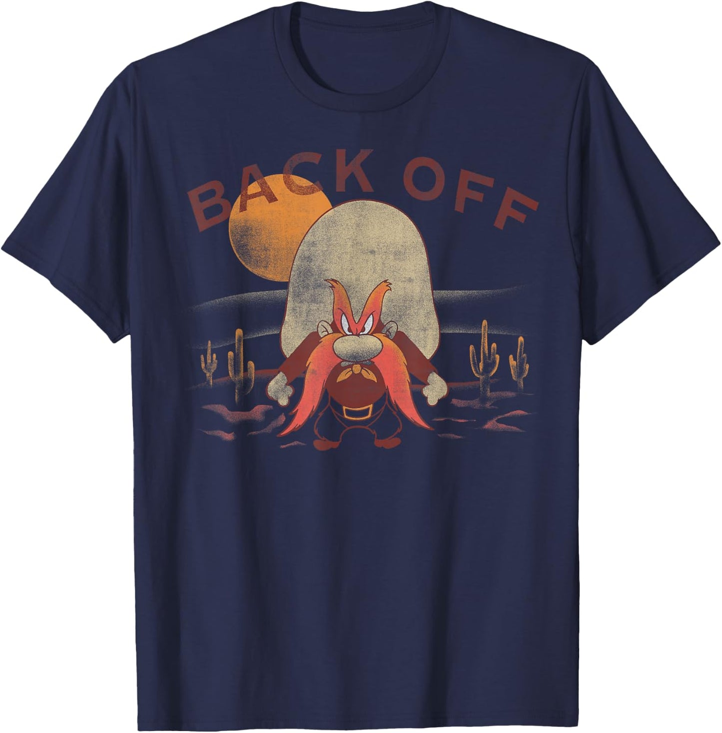 Looney Tunes Yosemite Sam Back Off Desert Portrait T-Shirt - T-Shirt | Navy