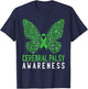 Butterfly Cerebral Palsy Awareness CP Green Ribbon Support T-Shirt - T-Shirt | Navy