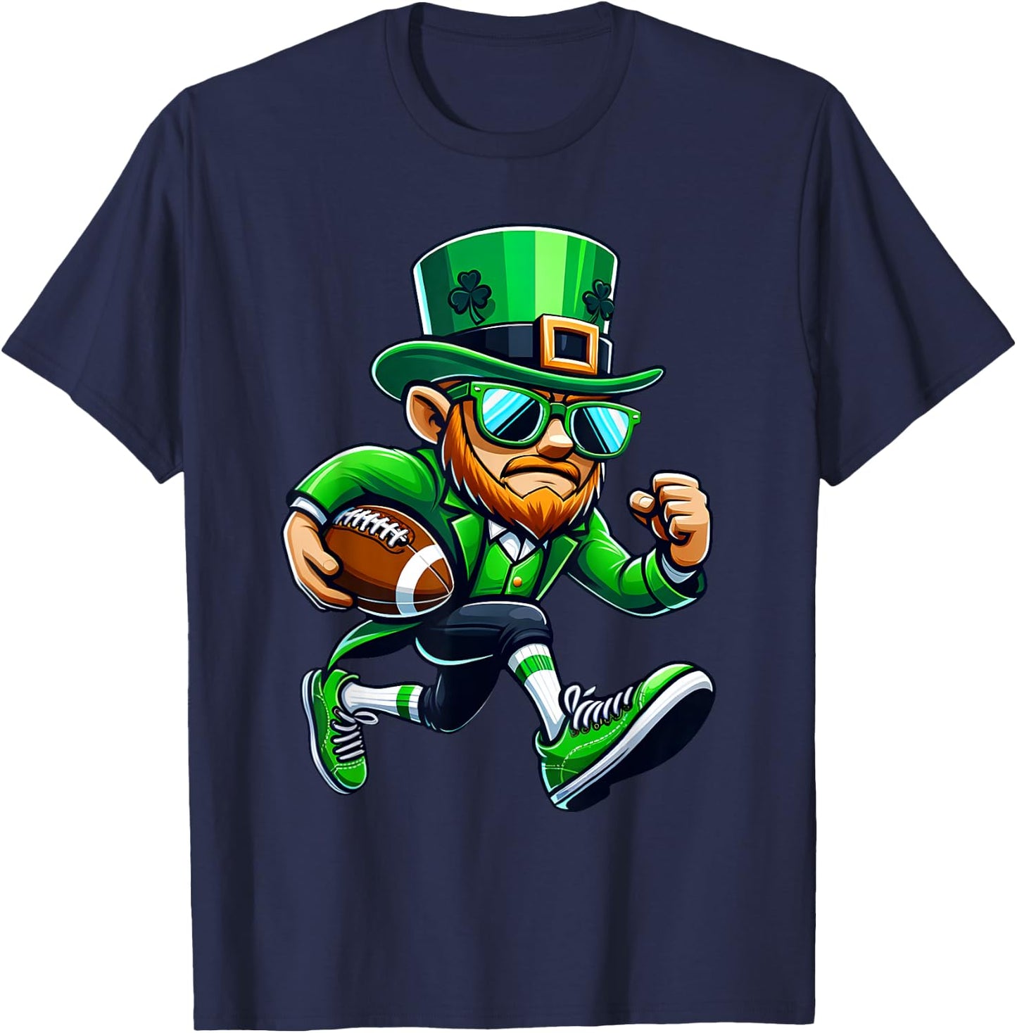 Leprechaun Playing Football St Patricks Day Sport Boys T-Shirt - T-Shirt | Navy