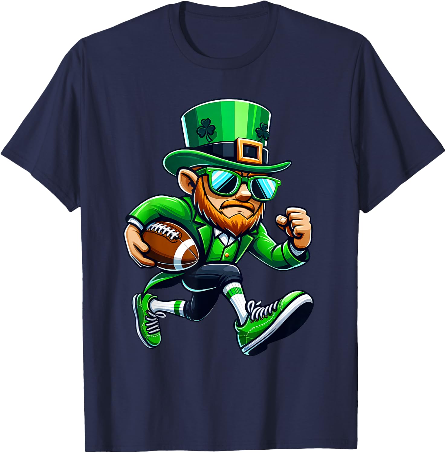 Leprechaun Playing Football St Patricks Day Sport Boys T-Shirt - T-Shirt | Navy