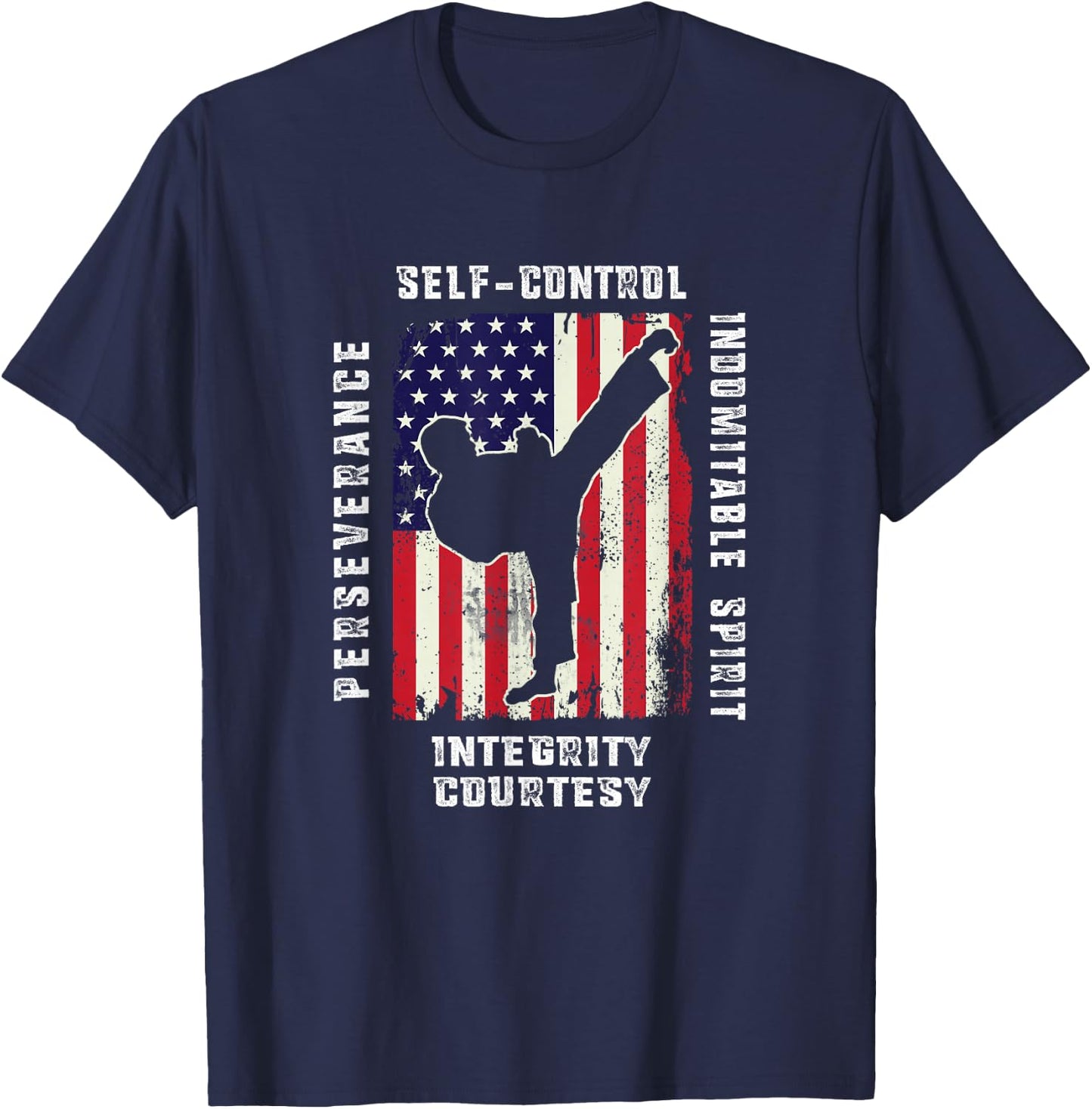 Cool American Flag Taekwondo Gift | Tae Kwon Do Martial Arts Small T-Shirt - T-Shirt | Navy