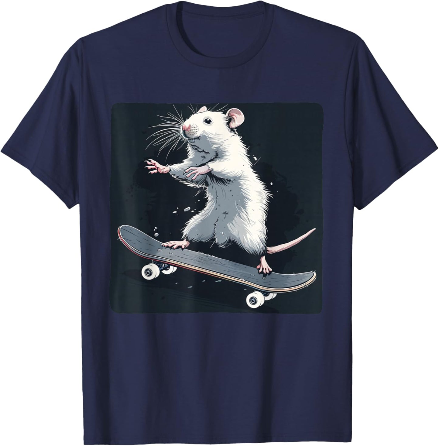 Pretty Skateboarding Rat Costume for Mouse and Rats Lovers T-Shirt - T-Shirt | Navy